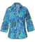 Women's Aloha Shirt Blouse 3/4 Sleeves Monstera Blue Mae Young Designs