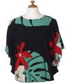 Blouse Caftan Poncho Tunic Tiare Monstera Black