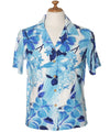 Camp Women's Aloha Shirt Watercolor Hibiscus Blue Paradise Found