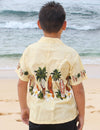 Boys Aloha Shirt Classic Surfing Boards Beige