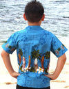 Boys Aloha Shirt Classic Surfing Boards Blue