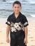 Boy's Aloha Shirt in Black Maika Hibiscus Band Black Pacific Legends