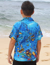 Boy's Aloha Shirt Molokini Sea life Blue Pacific Legends