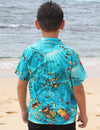 Boy's Aloha Shirt Molokini Sea life Turquoise Pacific Legends