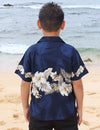 Boys Aloha Shirt Navy Hibiscus Band Maika