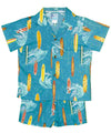 Toddler Boy's Hawaiian Clothes Cabana Set Pipeline Longboard Aqua