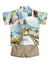 Hana Hou Boy’s 2 Piece Hawaiian Rayon Cabana Set Blue RJC