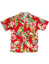 Hibiscus Pineapples Valley Boy's Aloha Shirt Red RJC