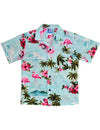 Boys Shirt Tropical Flamingo Blue RJC