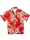 Boys Shirt Ula Ula Hibiscus Red Two Palms