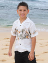 Boy's White Aloha Shirt Hibiscus Band Maika - ShakaTime