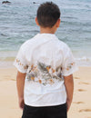 Boy's White Aloha Shirt Hibiscus Band Maika - ShakaTime