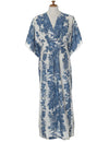 Lei Hibiscus Hawaiian Caftan Dress Blue Fits S to 4XL (2-26) Royal Creations