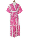 Lei Hibiscus Hawaiian Caftan Dress Pink Fits S to 4XL (2-26) Royal Creations