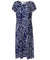 Monstera Knit Dress Knee Length with Sleeves Navy Mae Young Designs