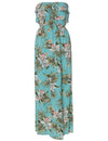 Classic Orchids Maxi Strapless Ruffle Overlay Hawaiian Dress Aqua KY