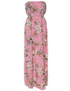 Classic Orchids Maxi Strapless Ruffle Overlay Hawaiian Dress Pink KY