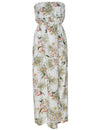 Classic Orchids Maxi Strapless Ruffle Overlay Hawaiian Dress White KY