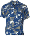 Crane Themed Aloha Shirt Navy