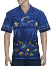 Dolphins Jumping Border Hawaiian Shirt Navy KY