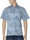 Honu Pineapples Button-Up Dress Hawaiian Shirt Sky Blue Two Palms