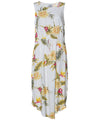 Elastic Waist Sleeveless Hawaiian Dress Island Ceres White