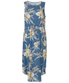 Retro Orchids Elastic Waist Sleeveless Hawaiian Dress Slate