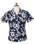 Fitted Hawaiian Blouse Island Hibiscus Navy KY