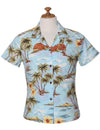 Fitted Hawaiian Blouse Paradise of Kauai Sky Blue KY