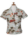 Fitted Hawaiian Blouse Paradise of Kauai Green KY