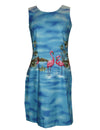 Flamingo Oasis Short Hawaiian Dress Blue KY