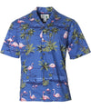 Flamingo Ohana Aloha Shirt Royal Blue - ShakaTime