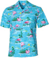 Flamingos Pond Shirt Light Blue Aloha Republic