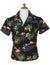 Flamingos Women Aloha Fitted Blouse Black Pacific Legends