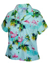 Flamingos Women Aloha Fitted Blouse Sage Pacific Legends