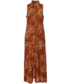 Front Button Maxi Dress Shirt Collar TRIBAL Rust Mae Young Designs