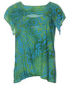 Front Cutout Scarf Top Blouse Tribal Aqua Mae Young Designs