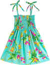 Girls Dress Paradise Orchids Smock Top Aqua RJC