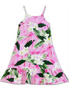 Girls Sundress with Ruffle Hem Plumeria Maile Pink RJC