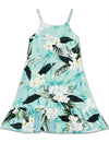 Girls Sundress with Ruffle Hem Plumeria Maile Sage RJC