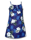 Girls Flower Dress Spaghetti Straps Tropical Ka Pua Navy