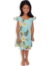 Girls Flower Rayon Dress Island Ceres Green Two Palms