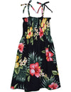 Girl's Hawaiian Smock Dress Lihue Hibiscus Black RJC