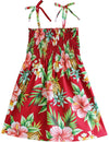 Girls Smock Hawaiian Dress Hibiscus Pineapples Valley Red RJC