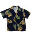 Golden Pineapples Boys Shirt Navy Two Palms