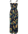 Golden Pineapples Maxi Long Smock Dress Navy Fits XS to XL (2-16) Two Palms