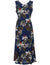 Hanapepe Long Hawaiian Dress Tie-Back Navy Two Palms