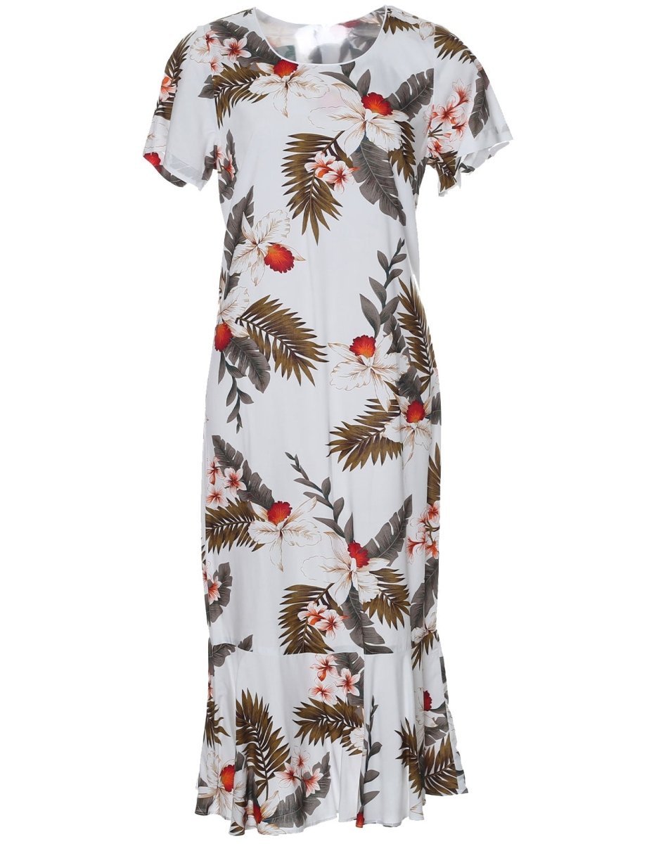 Hanapepe White Hawaiian Dress with Sleeves – Shaka Time Hawaii