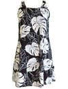 Hawaiian Dress A-Line Back Cutout Tropical Monstera Silver RJC