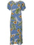 Hawaiian Dress Midi with Sleeves Tuberose Blue Two Palms